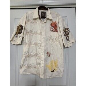 Pepe Jeans London Unique Asian And Snake Retro Button Up Men’s Shirt 2XL (DD23)